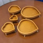 ست سینی ۵ تیکه چوبی قلبی