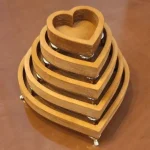 ست سینی ۵ تیکه چوبی قلبی