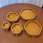 ست سینی ۵ تیکه چوبی گل