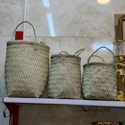 سبد و کاور گلدان حصیری